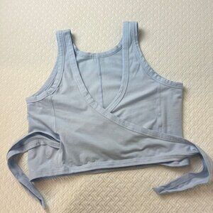 Lululemon Athletica Women's Large Blue Wrap Sleeveless Cropped Lounge Top Tank